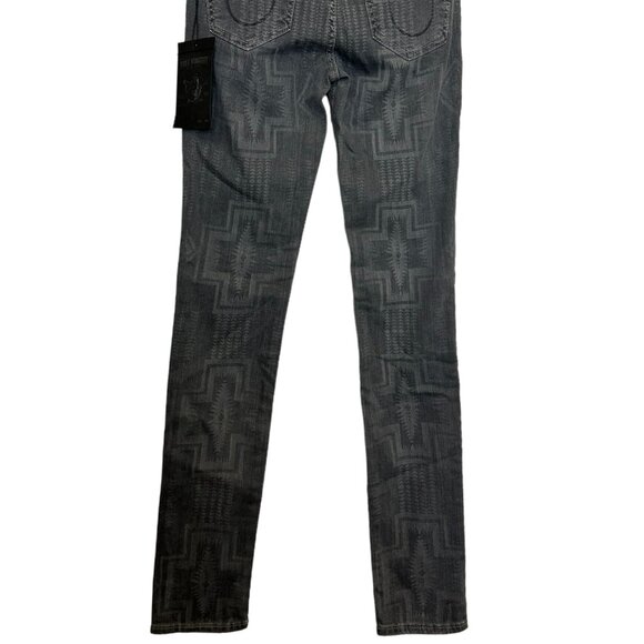 True Religion Abbey Super Skinny Women's Jeans Grey Aztec - Size 25 - Picture 4 of 9